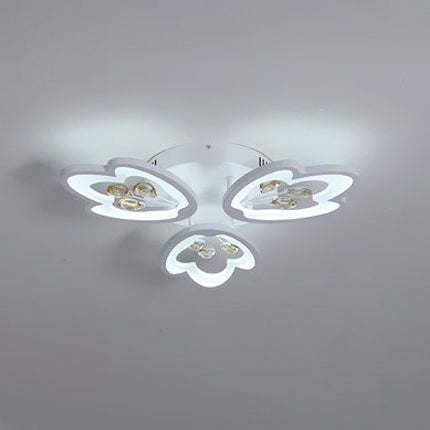 LED Bedroom Flush Light with Leaves Acrylic Shade - 3/5/9-Light Options - White Ceiling Lamp in Warm/White/Natural Light