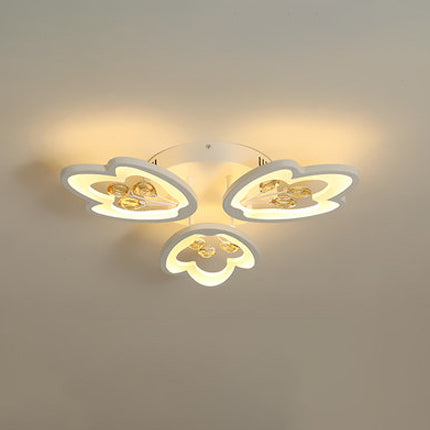 LED Bedroom Flush Light with Leaves Acrylic Shade - 3/5/9-Light Options - White Ceiling Lamp in Warm/White/Natural Light