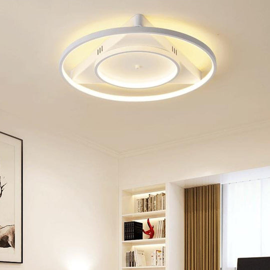 Contemporary LED Flush Mount Ceiling Light with Acrylic Shade - Warm/White Light