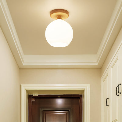 White Opal Glass Ceiling Light | Modern One-Head Flush Mount for Bathrooms