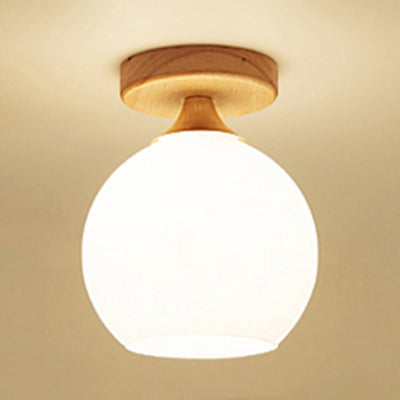 White Opal Glass Ceiling Light | Modern One-Head Flush Mount for Bathrooms