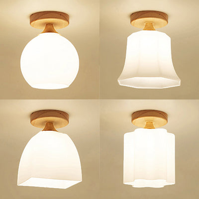 White Opal Glass Ceiling Light | Modern One-Head Flush Mount for Bathrooms