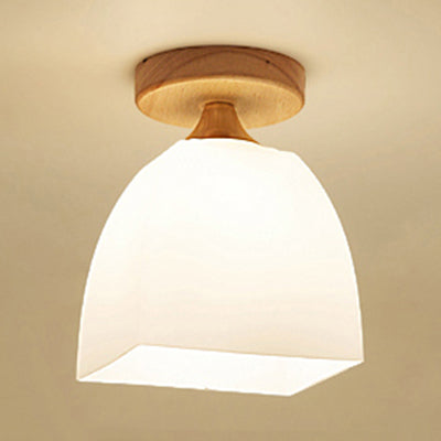 White Opal Glass Ceiling Light | Modern One-Head Flush Mount for Bathrooms