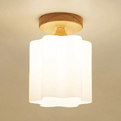 White Opal Glass Ceiling Light | Modern One-Head Flush Mount for Bathrooms