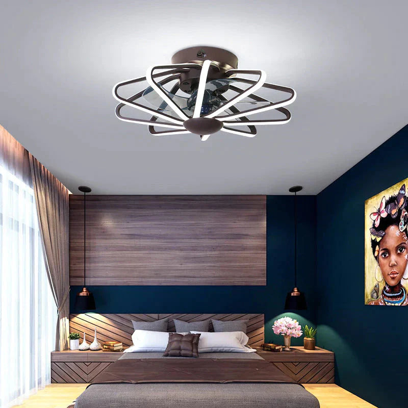 110V Lamp Creative Restaurant Fan Lamp Living Room Bedroom Integrated Ceiling Lamp