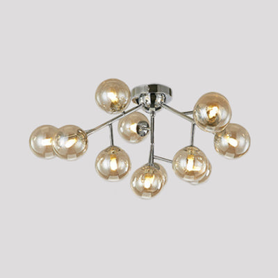 Modern Modo G9 Ceiling Light with Glass and Metal - 12-Light Semi Flush Mount for Living Room