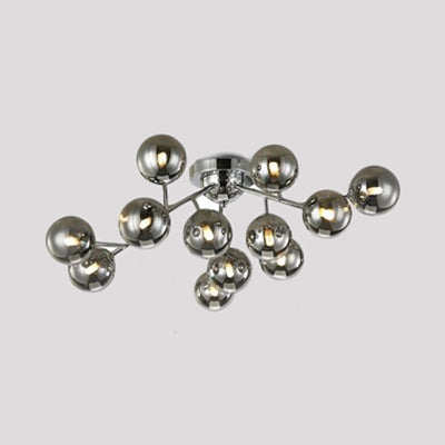 Modern Modo G9 Ceiling Light with Glass and Metal - 12-Light Semi Flush Mount for Living Room