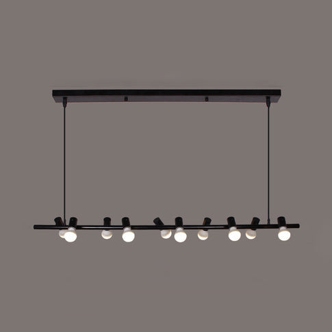 Retro Metal Island Lamp - Black Hanging Light With Bare Bulb Design 6/10 Heads For Dining Room In