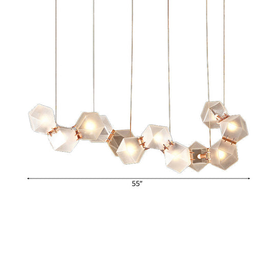 Modern Led Geometric Pendant Light Fixture - White Glass 12/14 Lights Dining Room Island Lighting