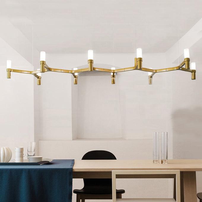 Metallic Branch Island Pendant Light With 10 Bare Bulbs For Modern Dining Room