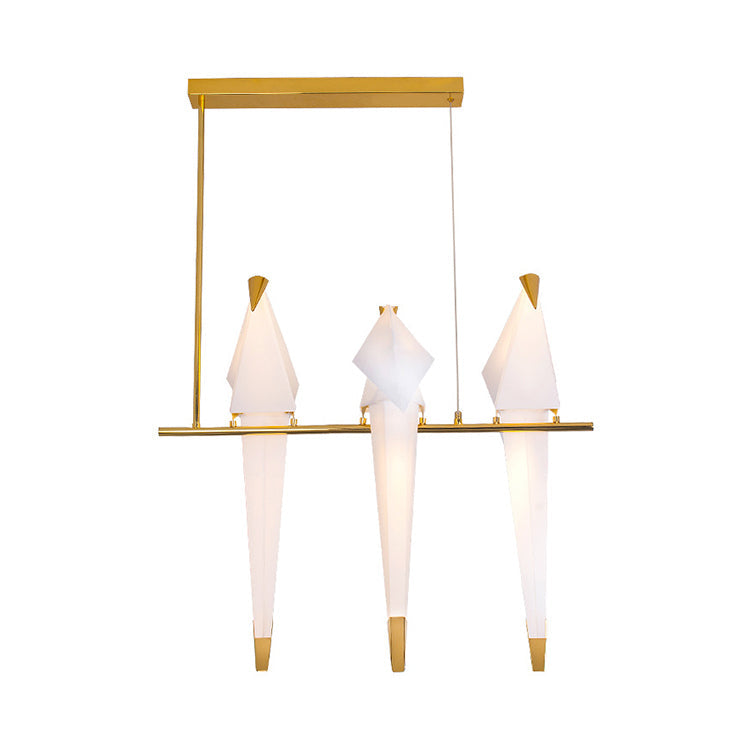 Modern Bird-Shaped Island Pendant Light: 3/4/5 Golden Hanging Lights For Bedroom