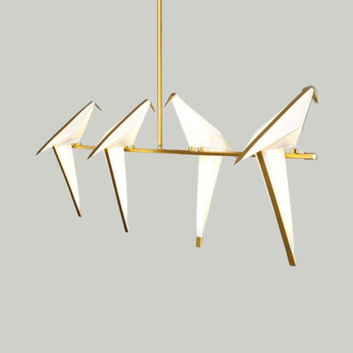 Modern Bird-Shaped Island Pendant Light: 3/4/5 Golden Hanging Lights For Bedroom 4 / Gold