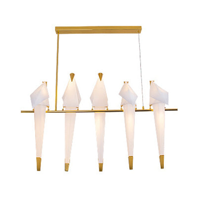 Modern Bird-Shaped Island Pendant Light: 3/4/5 Golden Hanging Lights For Bedroom