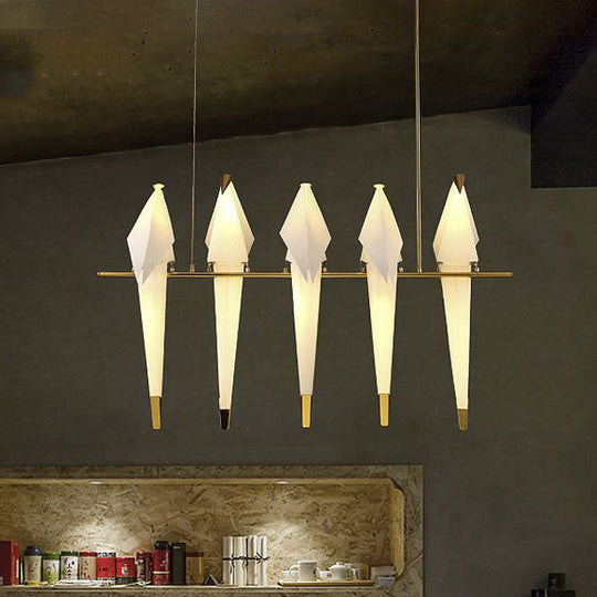 Modern Bird-Shaped Island Pendant Light: 3/4/5 Golden Hanging Lights For Bedroom