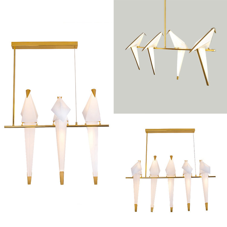 Modern Bird-Shaped Island Pendant Light: 3/4/5 Golden Hanging Lights For Bedroom