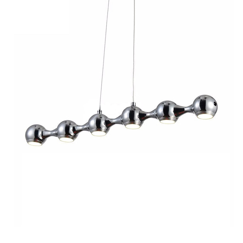 Modern Chrome Ball Pendant Ceiling Light With 6 Metal Lights - Warm/White Island Lighting For Living