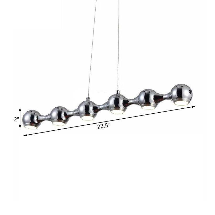 Modern Chrome Ball Pendant Ceiling Light With 6 Metal Lights - Warm/White Island Lighting For Living