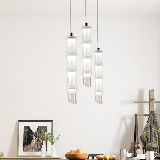 Modern LED Acrylic Bamboo Pendant Light in Warm/White