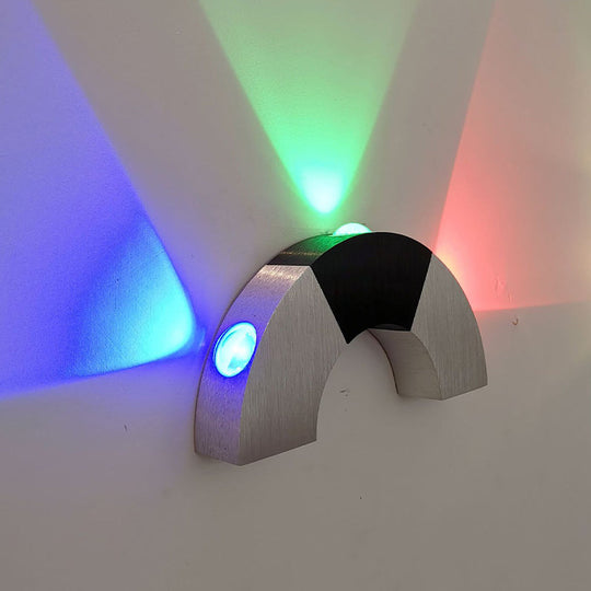 Silver & Black Arch Small Wall Light: Simplicity Meets Aluminum Rgb Color Led Sconce Fixture