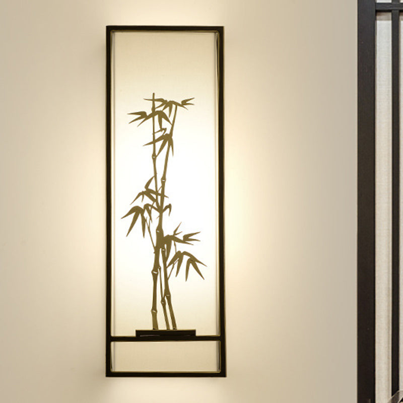 Bamboo Pattern 2-Light Wall Mount In Black & Gold For Tearooms