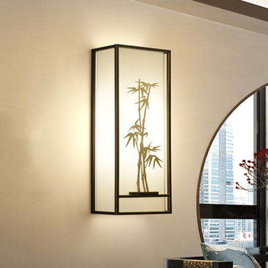 Bamboo Pattern 2-Light Wall Mount In Black & Gold For Tearooms