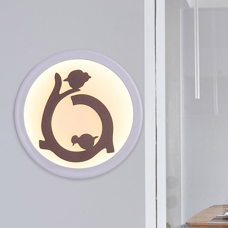 White Led Acrylic Wall Sconce With Bird Silhouette - Nordic Style