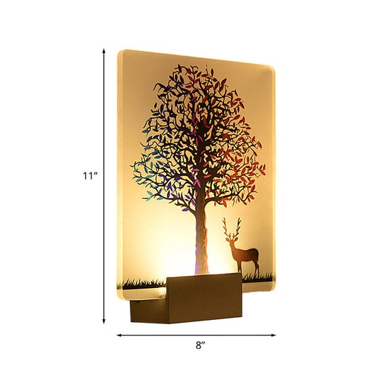 Nordic Elk/Tree Led Wall Sconce In White For Living Room