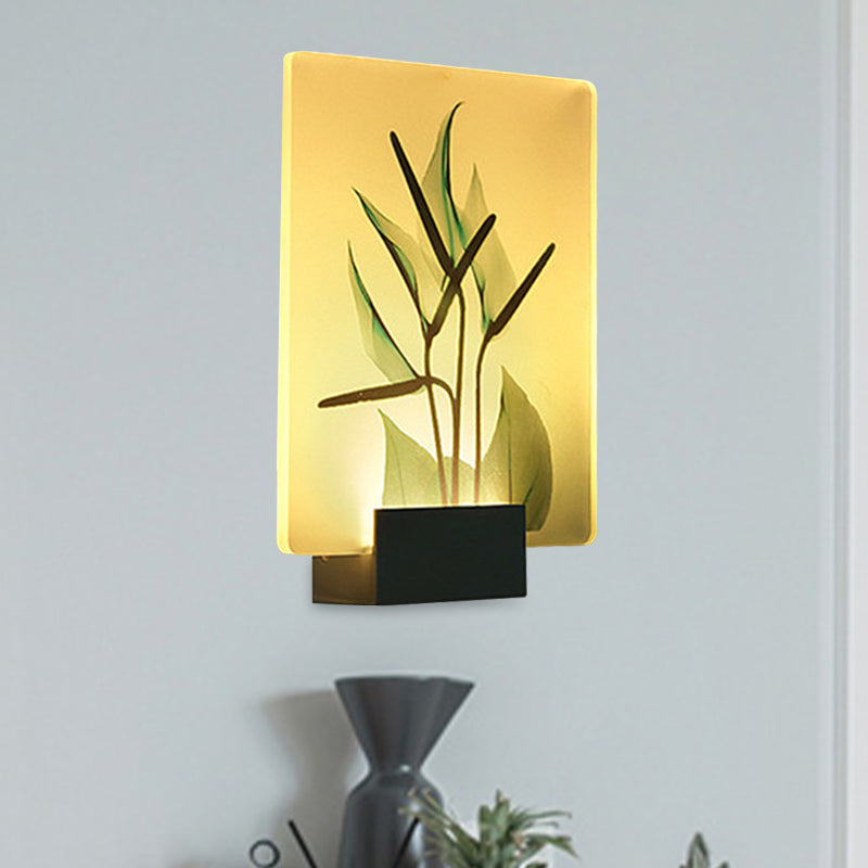 Modern White Wall Mounted Lamp With Corner Led Mural Lighting And Patterned Acrylic Shade