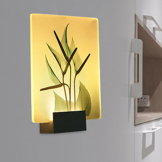 Modern White Wall Mounted Lamp With Corner Led Mural Lighting And Patterned Acrylic Shade