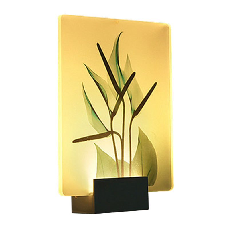 Modern White Wall Mounted Lamp With Corner Led Mural Lighting And Patterned Acrylic Shade