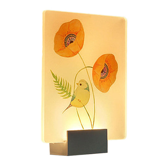 Modern White Wall Mounted Lamp With Corner Led Mural Lighting And Patterned Acrylic Shade