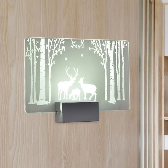 Coconut Tree/Elk Led Wall Mount Lamp With Aluminum Shade For Bedroom Artistry Lighting