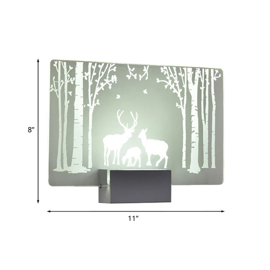 Coconut Tree/Elk Led Wall Mount Lamp With Aluminum Shade For Bedroom Artistry Lighting