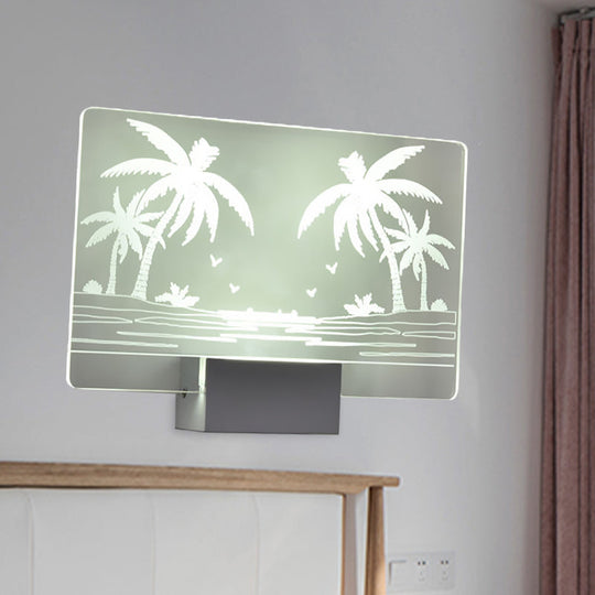 Coconut Tree/Elk Led Wall Mount Lamp With Aluminum Shade For Bedroom Artistry Lighting