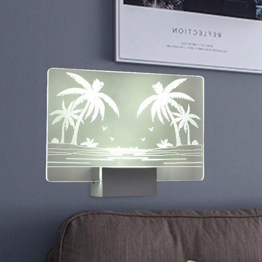 Coconut Tree/Elk Led Wall Mount Lamp With Aluminum Shade For Bedroom Artistry Lighting