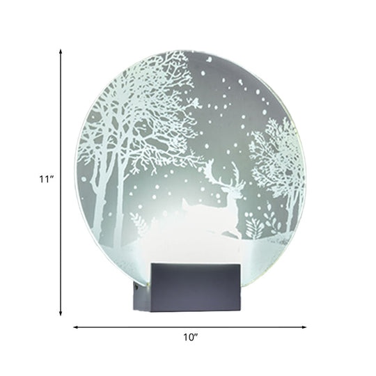 Winter Elk/Christmas Tree Led Mural Light Decor With Metal Shade - Hotel Sconce Lighting