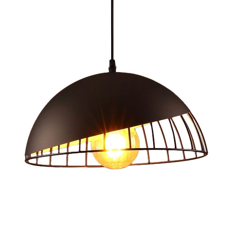 12"/14" Retro Style Hanging Pendant Light with Metal Bowl Design - Black/Gray Finish for Dining Table