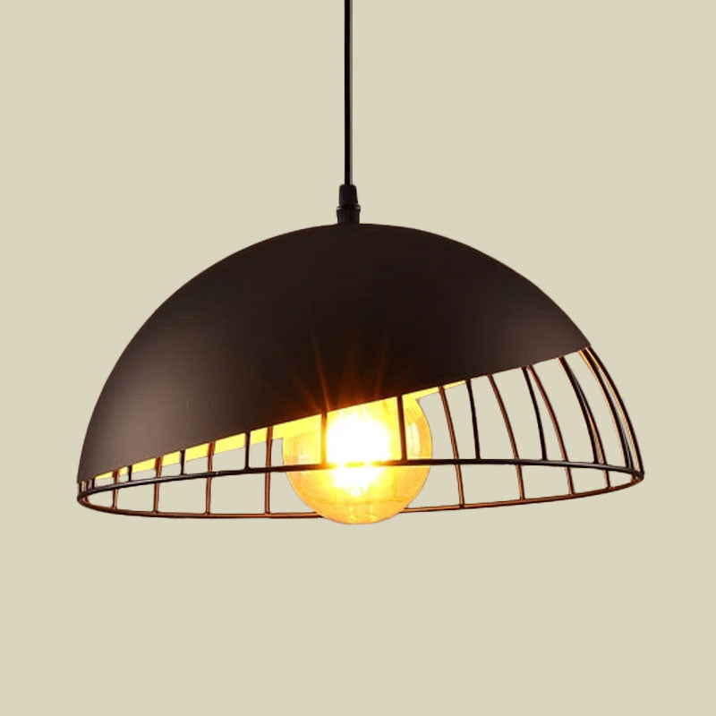 12"/14" Retro Style Hanging Pendant Light with Metal Bowl Design - Black/Gray Finish for Dining Table