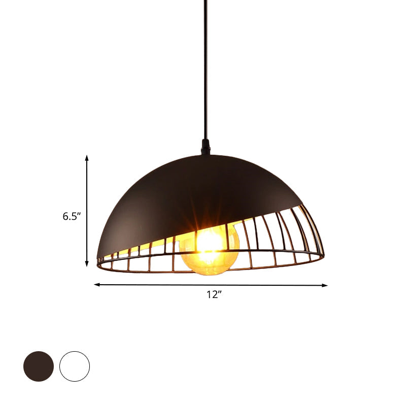 12"/14" Retro Style Hanging Pendant Light with Metal Bowl Design - Black/Gray Finish for Dining Table