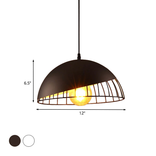 12"/14" Retro Style Hanging Pendant Light with Metal Bowl Design - Black/Gray Finish for Dining Table