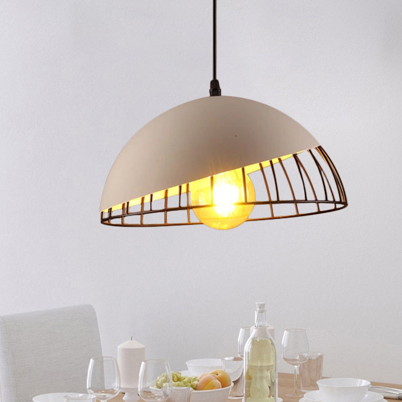 12"/14" Retro Style Hanging Pendant Light with Metal Bowl Design - Black/Gray Finish for Dining Table