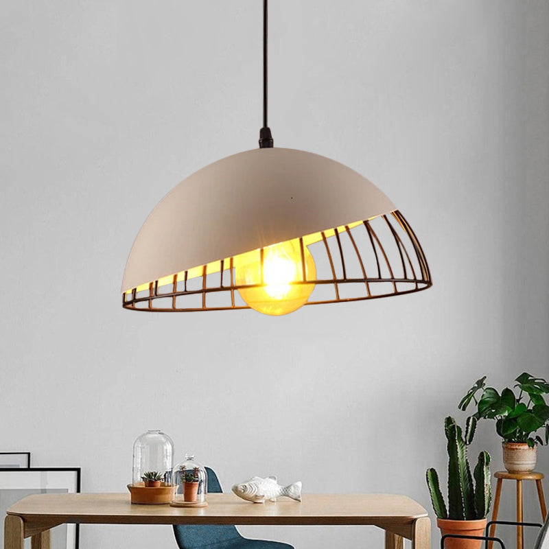 12"/14" Retro Style Hanging Pendant Light with Metal Bowl Design - Black/Gray Finish for Dining Table