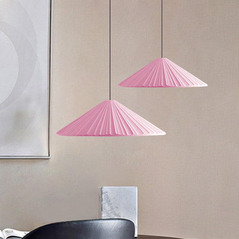 Nordic Style Ribbed Cone Pendant Light - White/Pink/Blue 1 Multiple Sizes Living Room Hanging Lamp