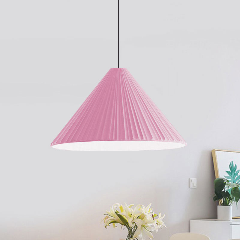 Nordic Style Ribbed Cone Pendant Light - White/Pink/Blue 1 Multiple Sizes Living Room Hanging Lamp