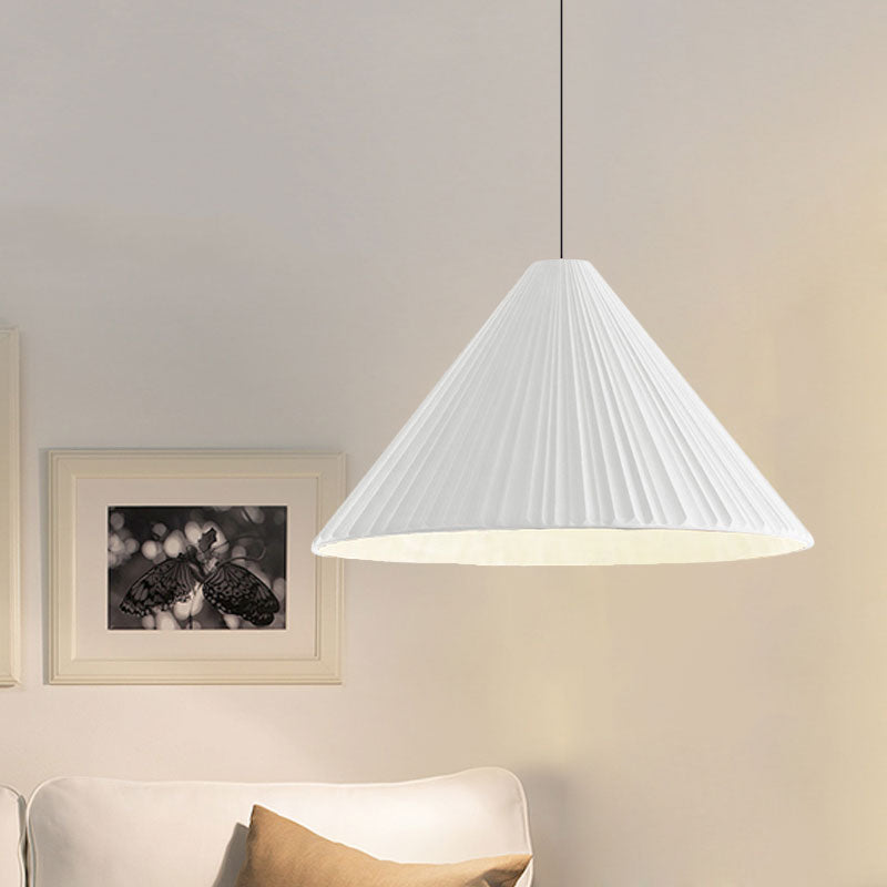 Nordic Style Ribbed Cone Pendant Light - White/Pink/Blue 1 Multiple Sizes Living Room Hanging Lamp