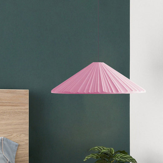 Nordic Style Ribbed Cone Pendant Light - White/Pink/Blue 1 Multiple Sizes Living Room Hanging Lamp