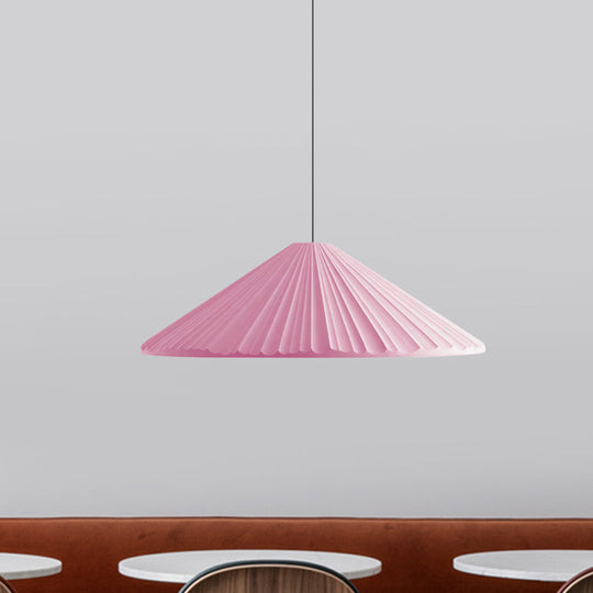 Nordic Style Ribbed Cone Pendant Light - White/Pink/Blue 1 Multiple Sizes Living Room Hanging Lamp