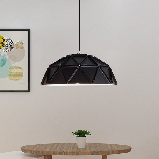 Yellow/White Macaron Domed Pendant Light: 1-Light Metallic Ceiling Lamp For Living Room