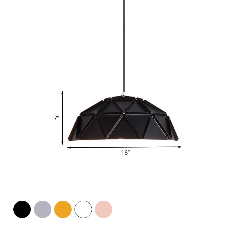 Yellow/White Macaron Domed Pendant Light: 1-Light Metallic Ceiling Lamp For Living Room