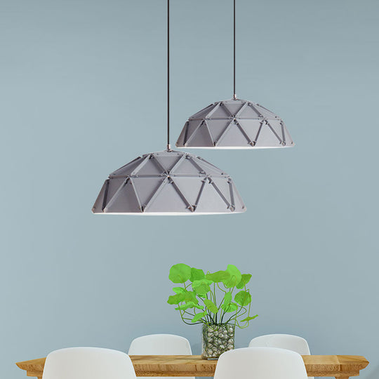 Yellow/White Macaron Domed Pendant Light: 1-Light Metallic Ceiling Lamp For Living Room